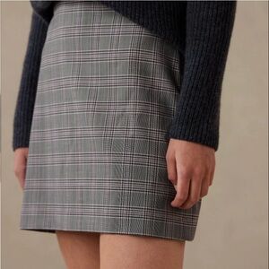 Banana Republic Wool Blend Menswear Pink Plaid Short Skirt Academia